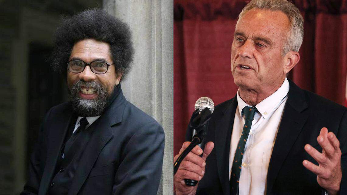 Cornel West, left, and Robert F. Kennedy Jr., right, are both running as independent presidential candidates in the 2024 election.
