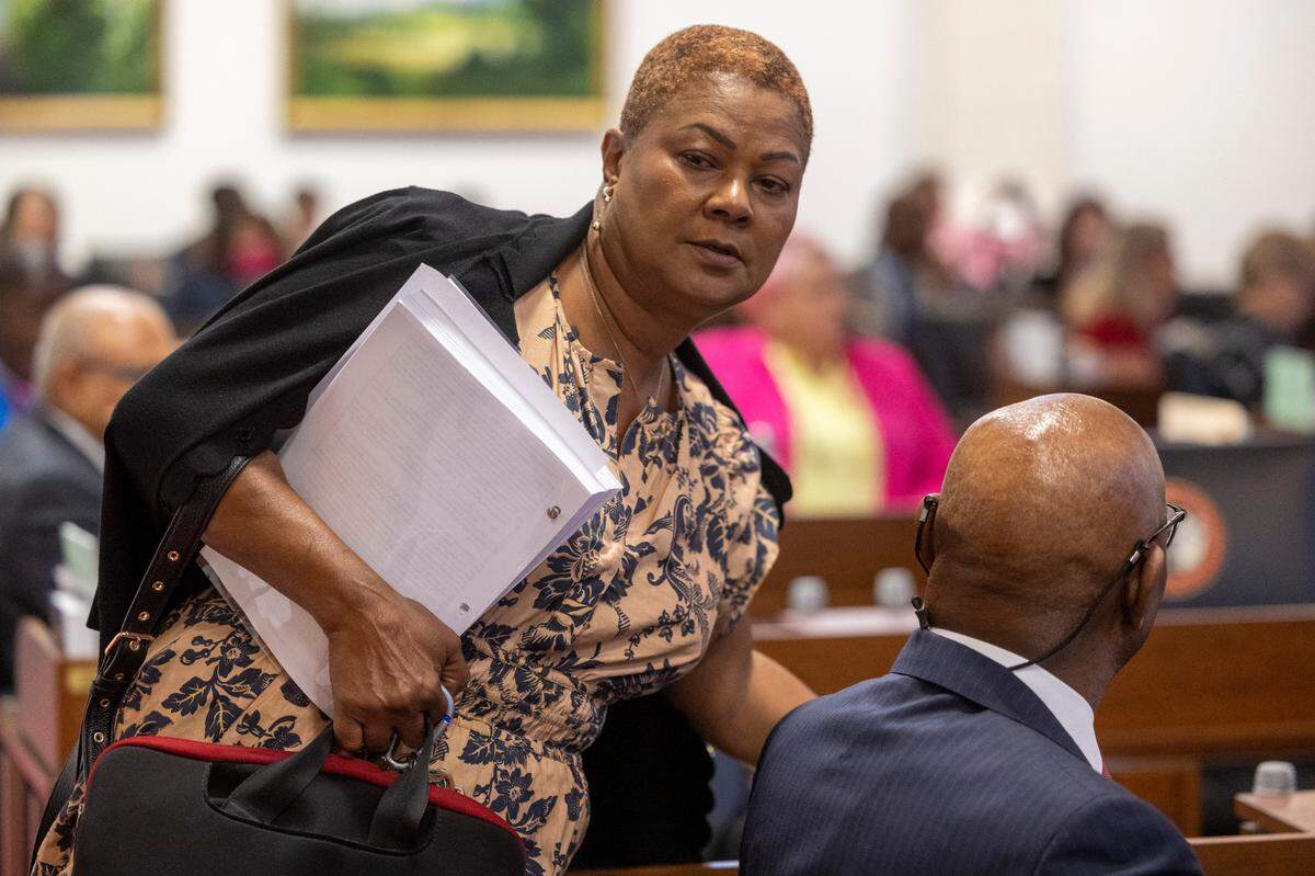 Rep. Carla Cunningham of Mecklenburg County casts a vote on the House floor during their session on Sept. 19, 2023, in Raleigh, N.C.