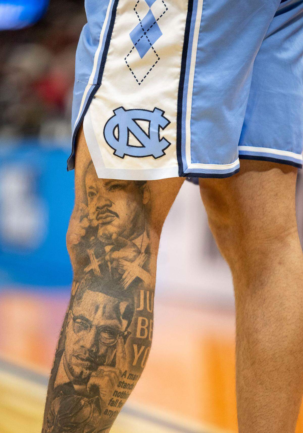 North Carolina guard R.J. Davis likes his uniform shorts the “regular length’. Shown here during the Tar Heels’ game against Ole Miss on Friday, March 21, 2025 in Milwaukee, Wisconsin.