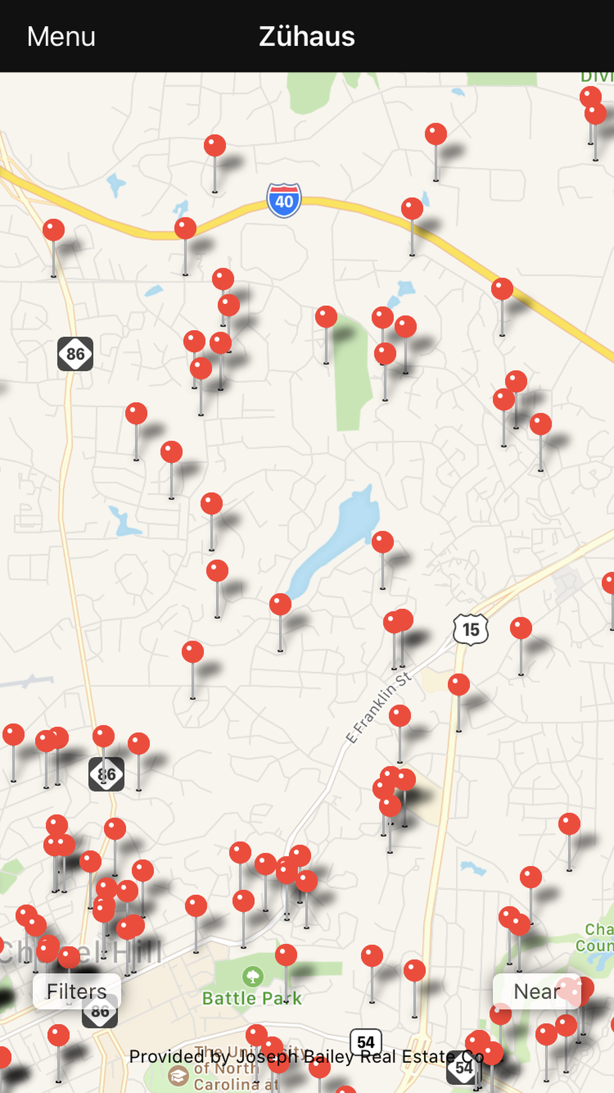 The Zuhaus app connects with Triangle Multiple Listing Services to show what houses are for sale in the area.