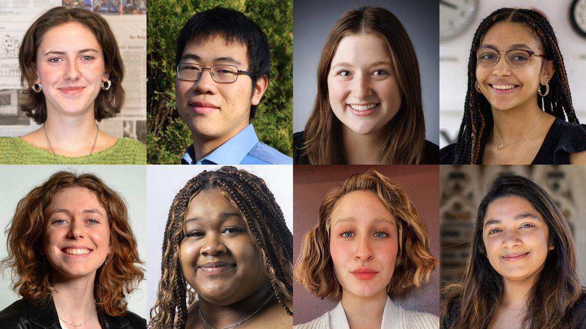The News & Observer 2024 summer interns and fellows are: Top row, from left: Shelby Swanson, William Tong, Emmy Martin, Gabriella Hartlaub. Bottom row from left: Heather Diehl, Jayla Webb, Vivienne Serret, Freya Gulamali.