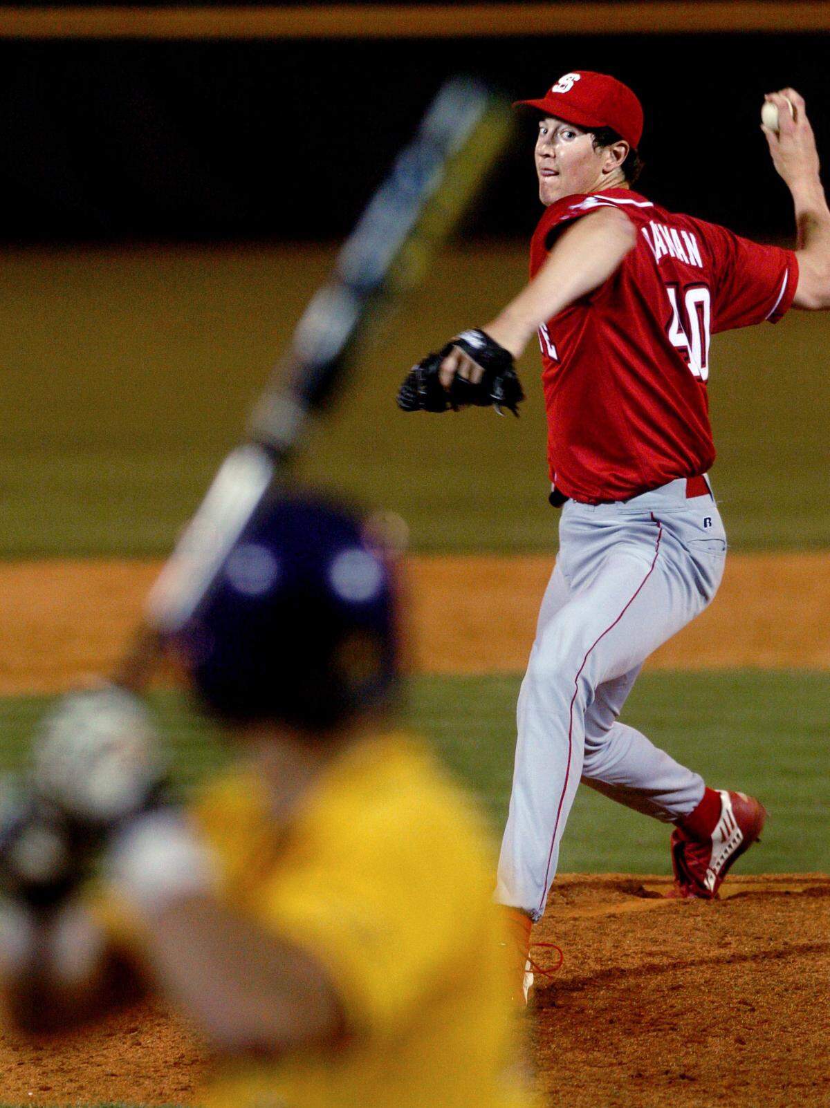 N.C. State freshman right-hander Andrew Brackman pitches for the Wolfpack in 2005.