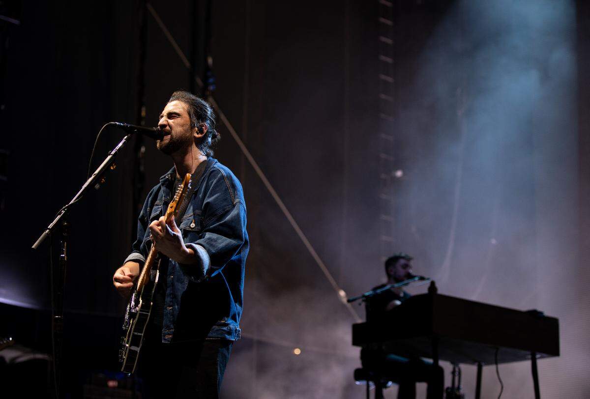 Noah Kahan performs his “Stick Season Tour” in front of a sellout crowd at Red Hat Amphitheater in Raleigh, N.C. on Wednesday, June 14, 2023.