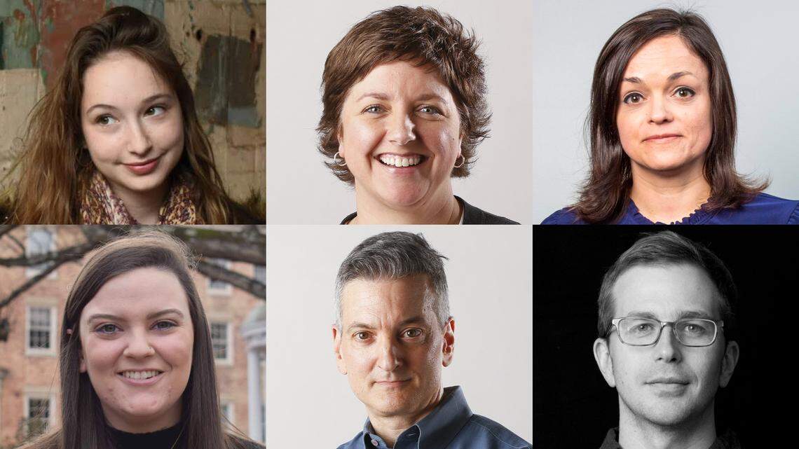 Top row, from left, Teddy Rosenbluth, Brooke Cain and Dawn Baumgartner Vaughan. Bottom row, from left, Korie Dean, Mark Schultz and Tyler Dukes.