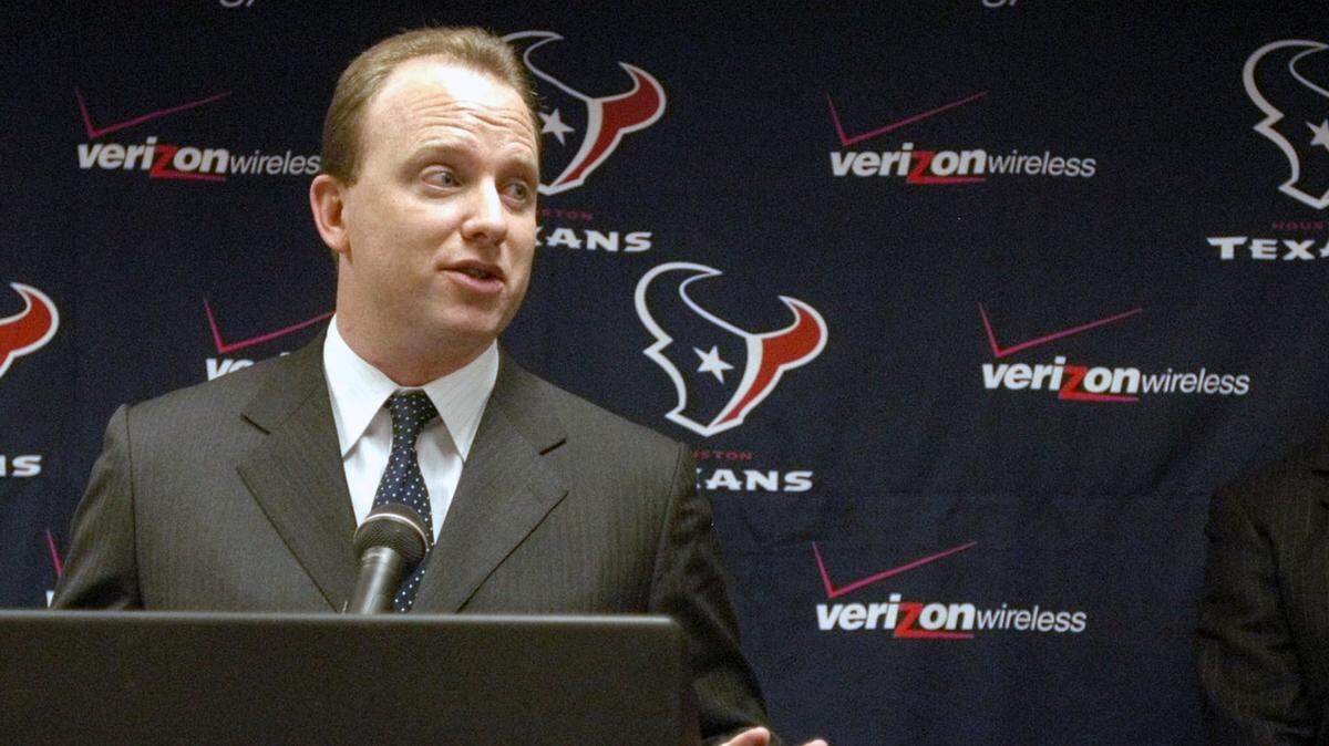 In this Nov. 24, 2003, file photo, Will Wilson, then-marketing director for NFL Mexico, speaks at a press conference in Houston. Wilson, the head of the NFL division of the Wasserman Media Group and the uncle of former Indianapolis quarterback Andrew Luck, was hired Monday, March 23, 2020, as chief executive officer of the troubled U.S. Soccer Federation.