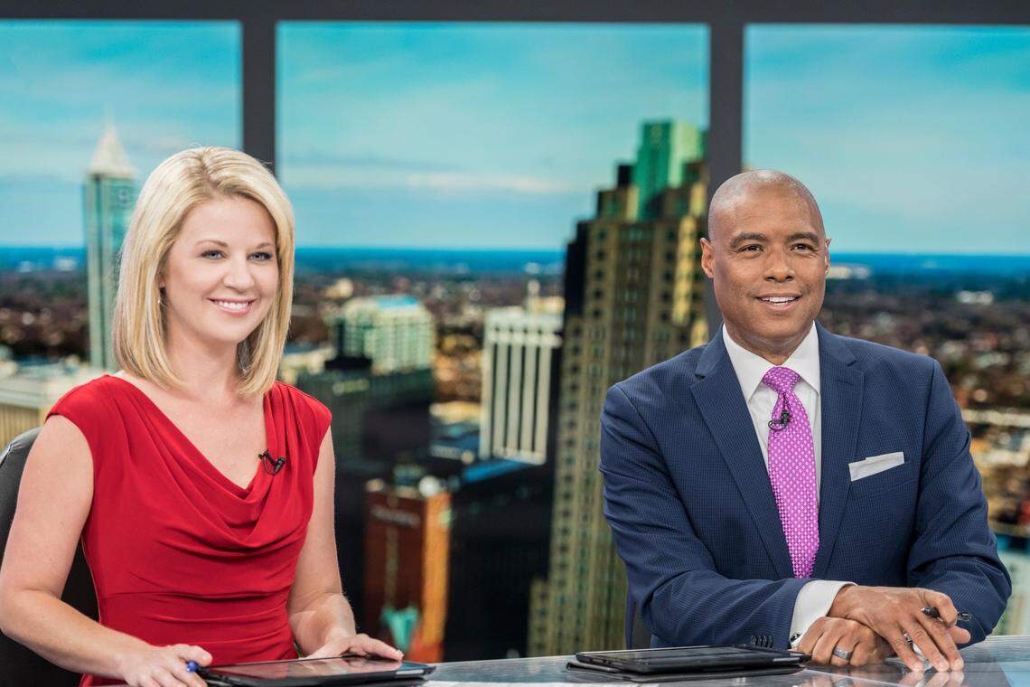 WNCN / CBS 17 evening anchors Angela Taylor, left, and Marius Payton.