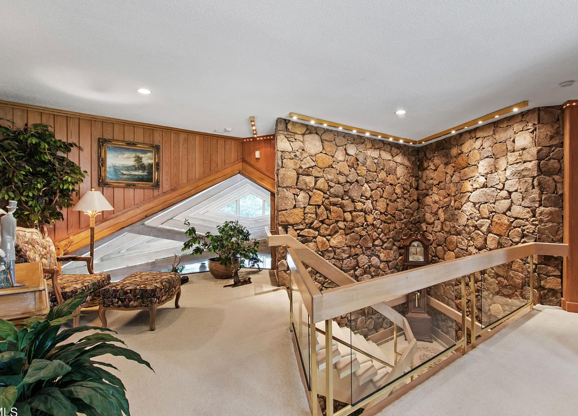 An example of the on-site quarry stonework inside 812 Kenmore Rd. in Chapel Hill’s Lake Forest neighborhood.