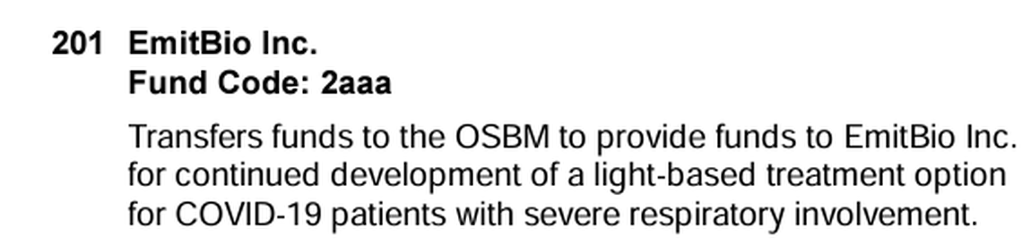 EmitBio spending in the 2023 state budget.