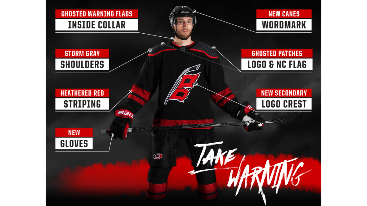 The Carolina Hurricanes unveiled the new 'Take Warning' third jersey Friday, June 22, 2018.