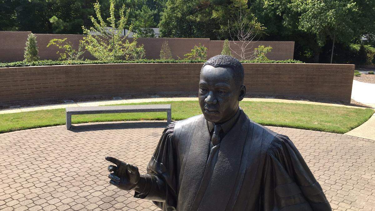 The statue of Martin Luther King Jr. at the Dr. Martin Luther King, Jr. Memorial Gardens in Raleigh.
