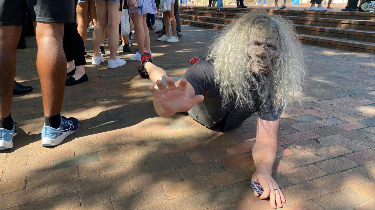 A horde of zombies descended on the campus safety demonstration Thursday at UNC-Chapel Hill, emphasizing the variety of emergencies that might strike students.