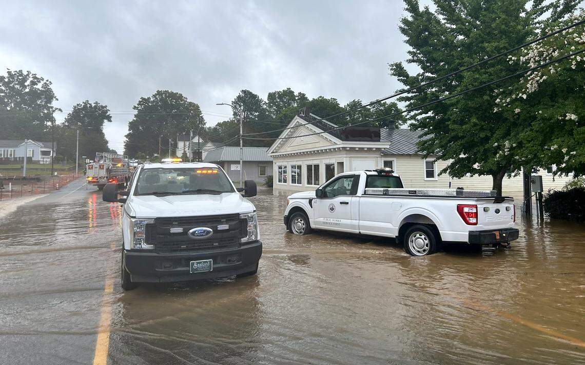 Multiple streets in Sanford were closed due to flooding on Thursday, June 5, 2025.