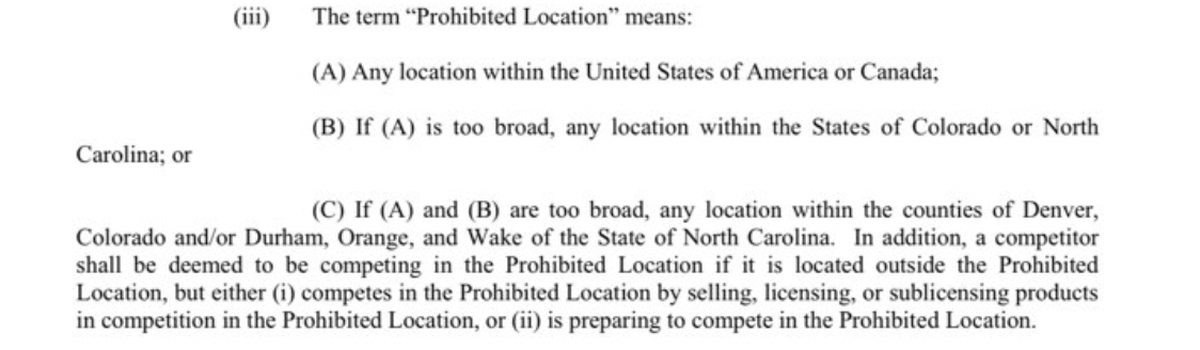 A part of Bandwidth’s non-compete agreement