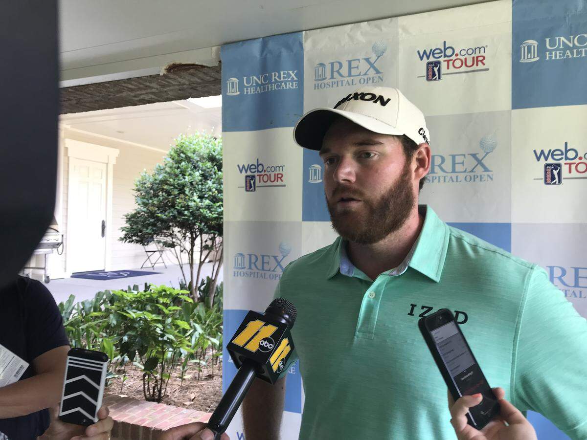 Grayson Murray of Raleigh discusses his final-round 61 in the Rex Hospital Open on June 2, 2019. Murray finished in a tie for second.