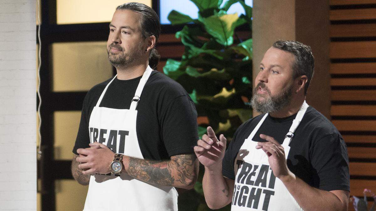 First into the Tank on the March 3 episode of “Shark Tank” are entrepreneurs from Raleigh who introduce their bake-at-home, all-natural dog treats. Justin Miller, left, and Tom Simon of Zookies Cookies.