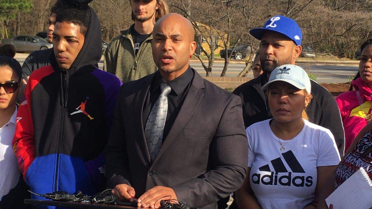 Raleigh activist Kerwin Pittman joins the family of Braily Batista in calling for and end to police violence Thursday.