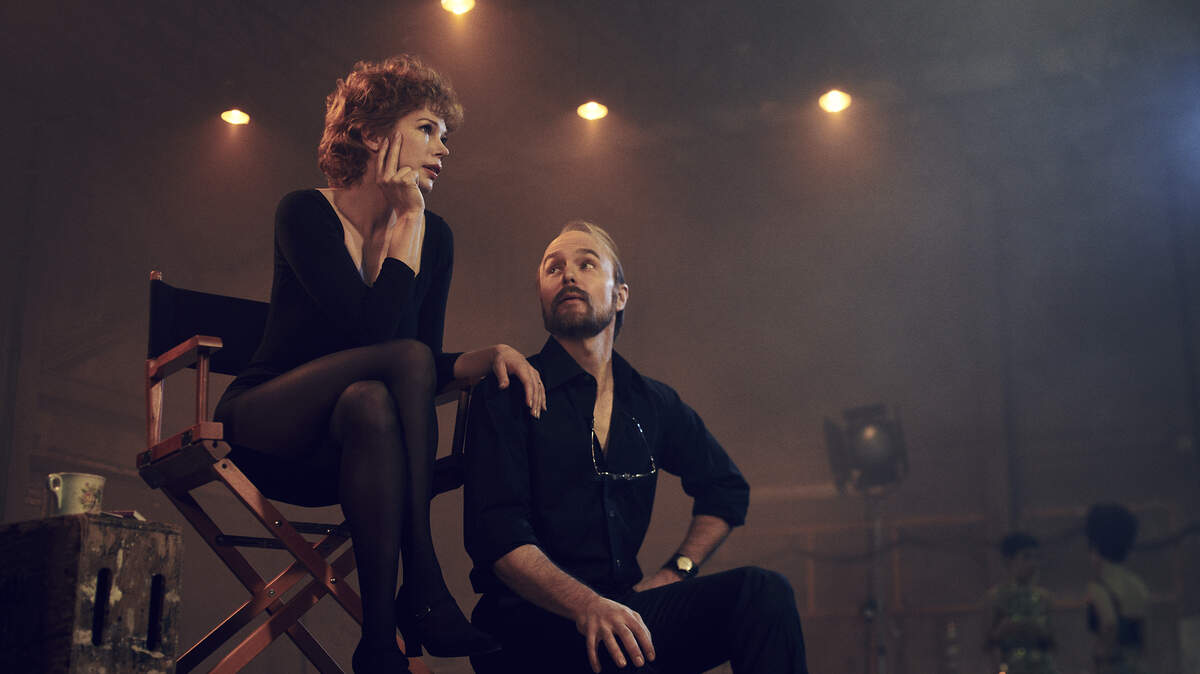 Michelle Williams, left, as Gwen Verdon, and Sam Rockwell as Bob Fosse in the FX limited series “Fosse/Verdon.”