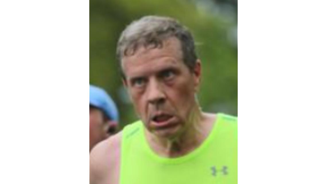 Bob Goudreau sporting his self-described “runner’s face,” during a recent quest to qualify for the Boston Marathon -- a diversion from pointing out News & Observer errors.