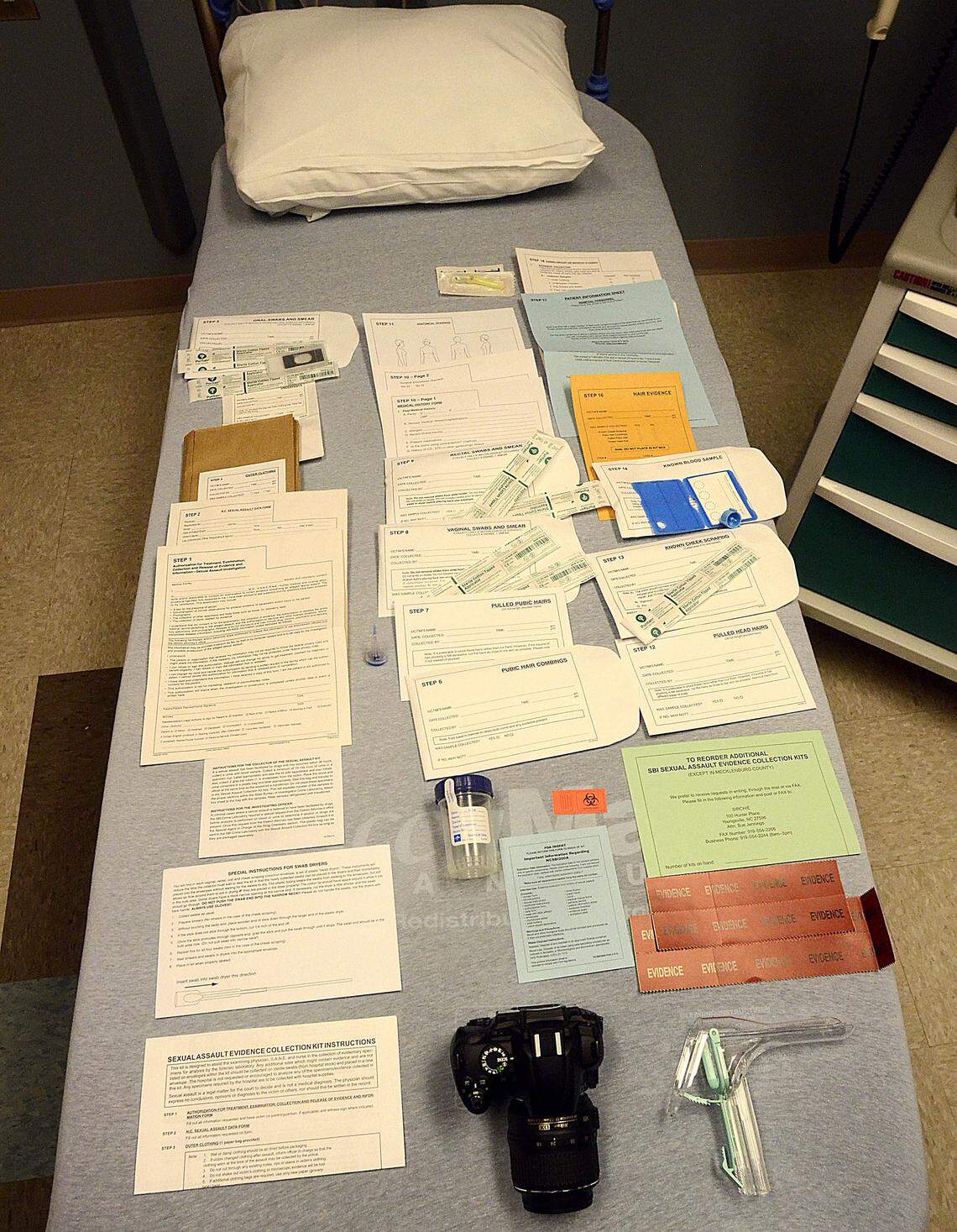 ROBERT C. REED/HICKORY DAILY RECORD: Some of the numerous components of a sexual assault evidence collection kit.