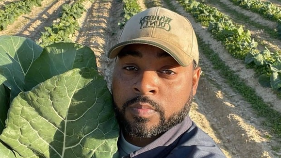 Patrick Brown of Brown Family Farms in Henderson wins the 2024 Sexiest Collard Farmer contest.