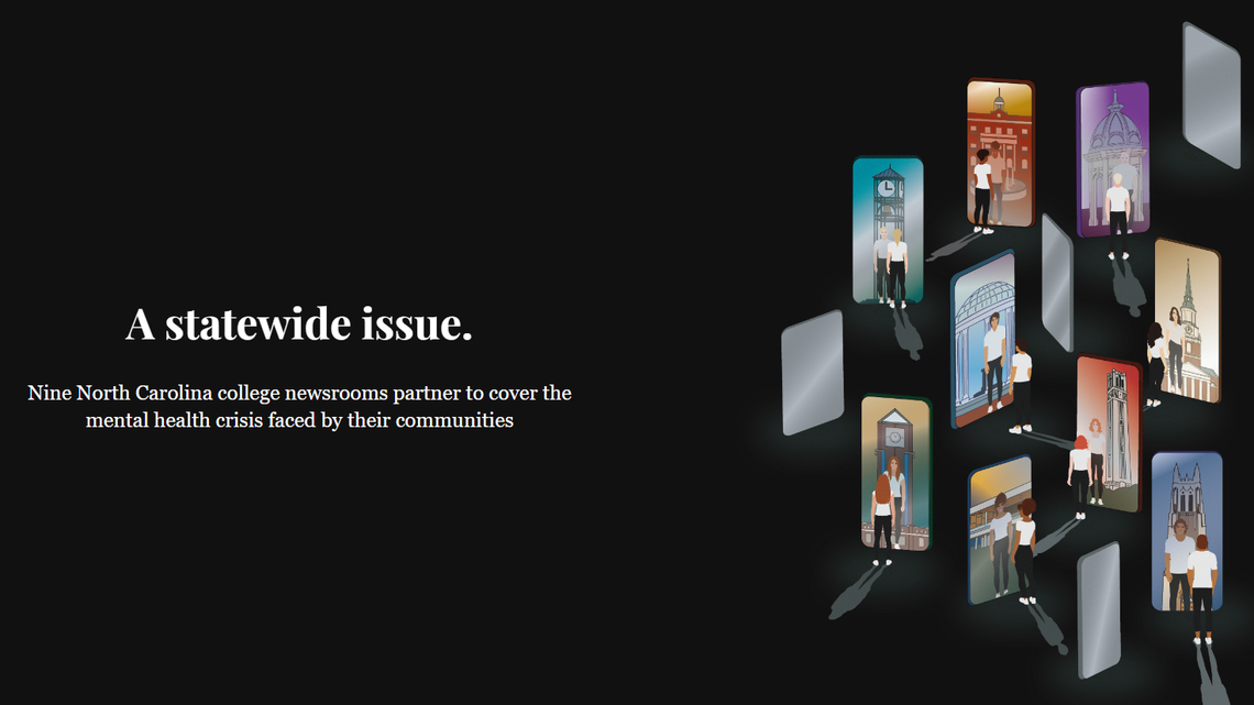 A screengrab of the landing page for the Mental Health Collaborative, a project that brought together campus newsrooms at nine North Carolina colleges.