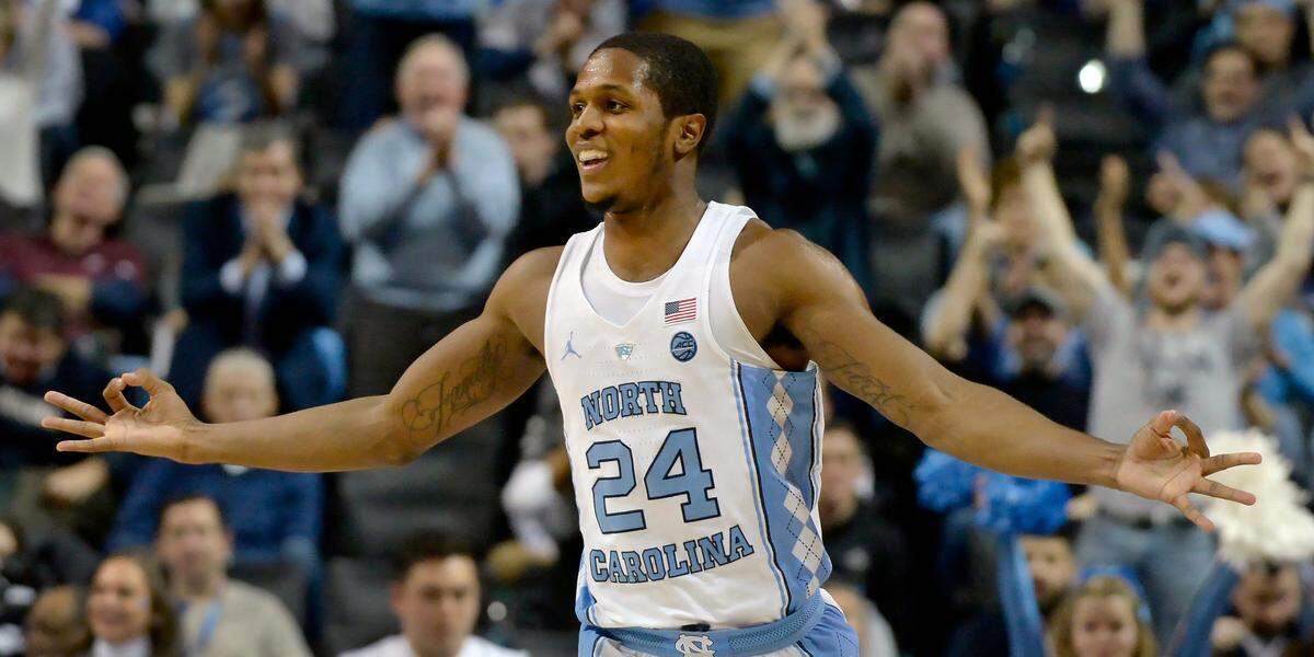 UNC guard Kenny Williams (24) reacts after hitting a three pointer in the second half. UNC defeated Syracuse 78-59 to advance to the Quarter Finals of the ACC  Tournament  at the Barclays Center in Brooklyn, N.Y. Wednesday, March 7, 2018.