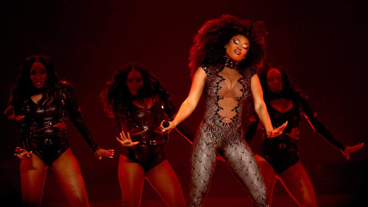 Megan Thee Stallion performs on her “Hot Girl Summer Tour” at Raleigh, N.C.’s PNC Arena, Tuesday night, June 4, 2024.