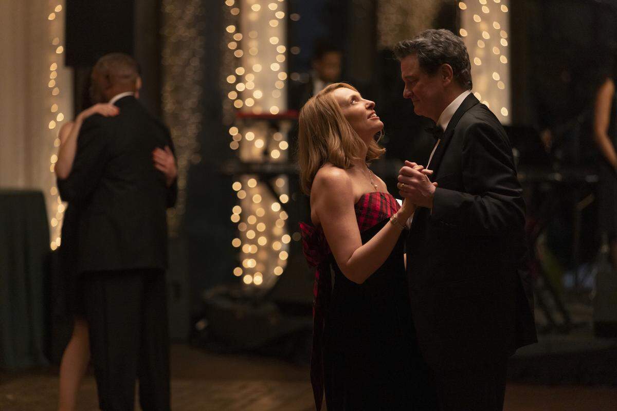 Toni Collette as Kathleen Peterson and Colin Firth as Michael Peterson in the HBO Max series “The Staircase.”