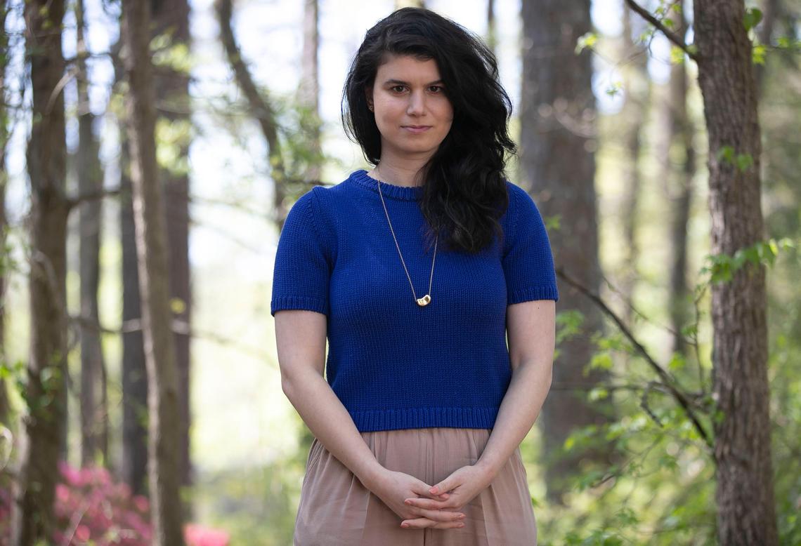 Rebecca Feinglos Planchard poses for a portrait on Thursday, April 2, 2020 in Durham, N.C. Planchard’s father Dr. Mark Neil Feinglos passed away unexpectedly on March 14, 2020. Because of his passing in the midst of the COVID-19 crisis the family has postponed the funeral and memorial service.