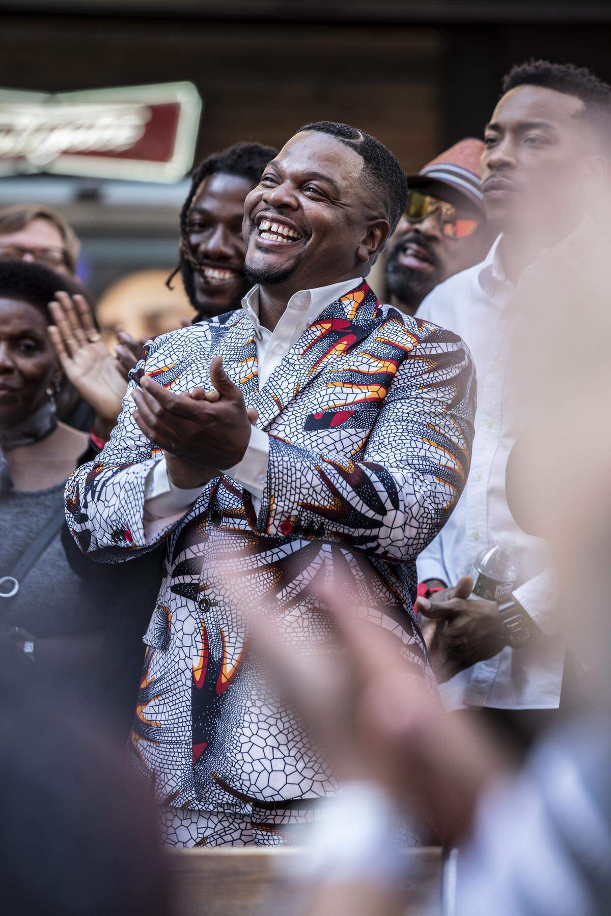 Artist Kehinde Wiley has denied sex allegations from four men and has not been charged with any crimes. Shown in a file photo, Wiley watched the unveiling of his 30-foot-tall sculpture “Rumors of War” in Times Square in 2019.