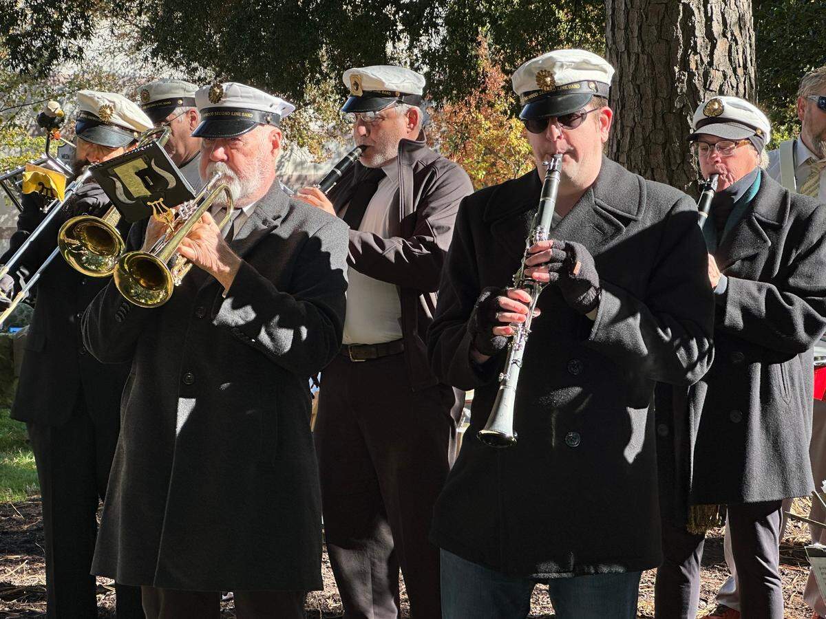 The Oakwood Second Line band plays its annual Veterans Day selections in Raleigh despite the city’s canceled parade.