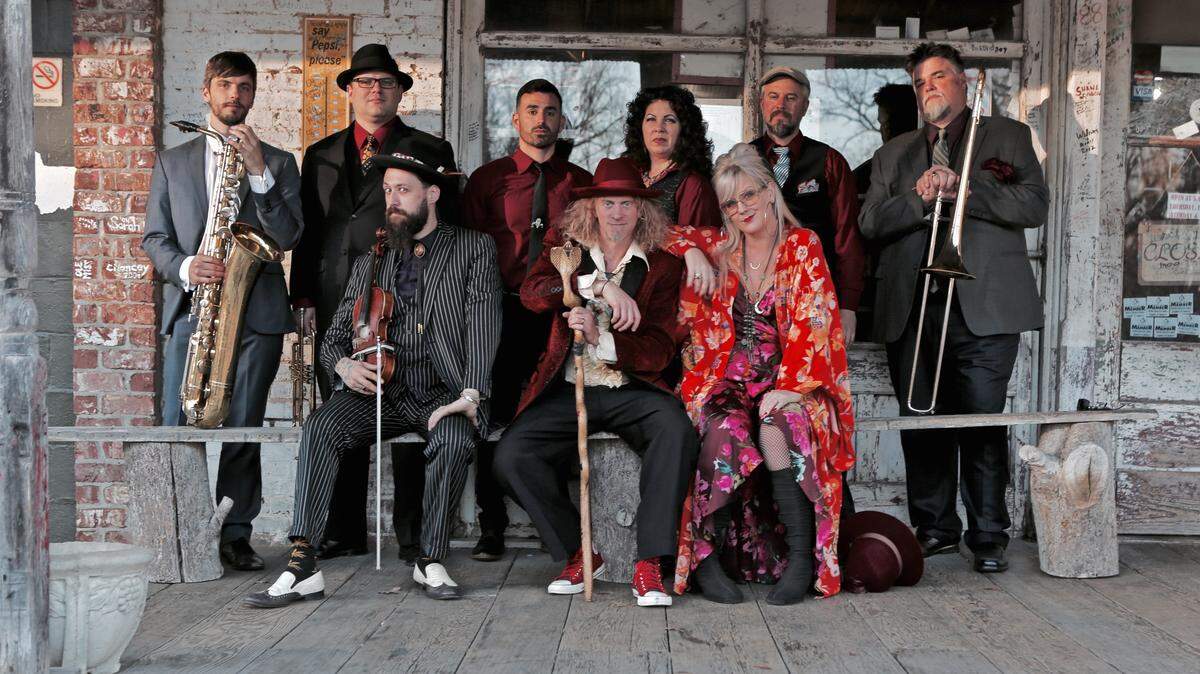 Jimbo Mathus, front and center, leads the 2018 version of Squirrel Nut Zippers.