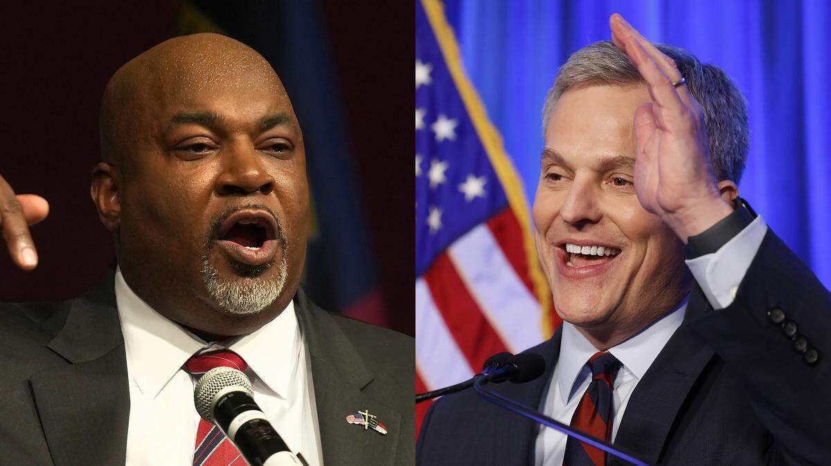 Republican Lt. Gov. Mark Robinson (left) and Democratic Attorney General Josh Stein (right) are running against each other for North Carolina governor in 2024.