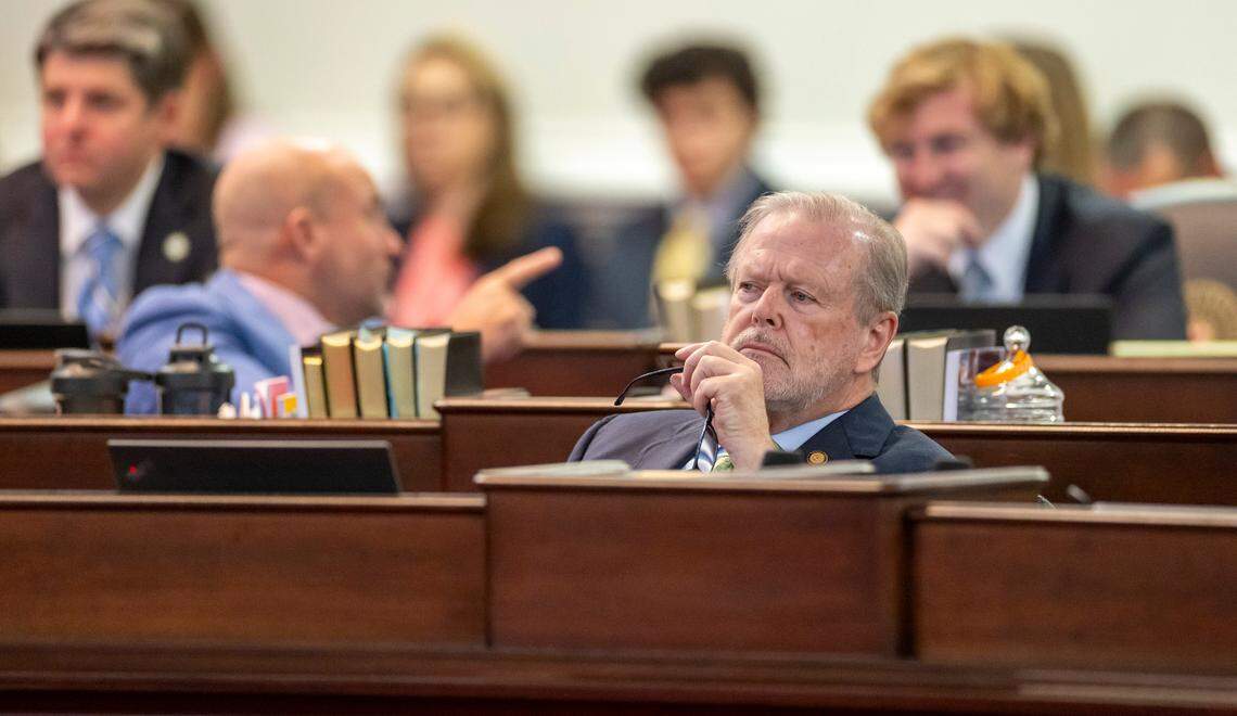 Senate leader Phil Berger listens to debate on the Senate Floor on Thursday, June 19, 2025 in Raleigh, N.C.