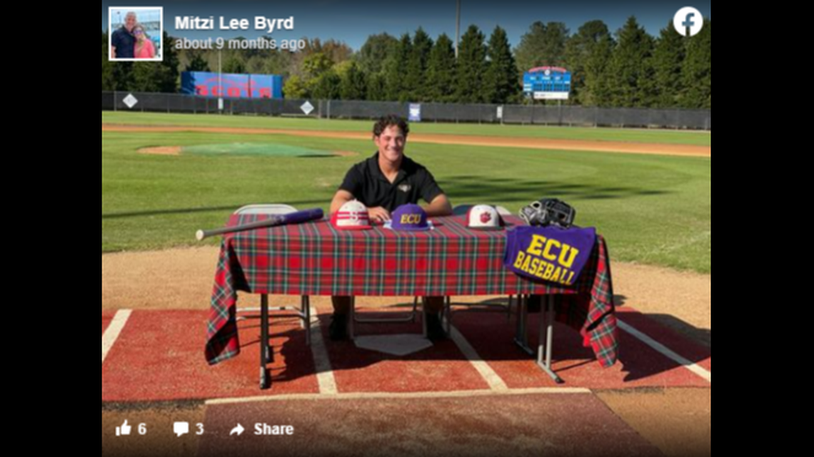 East Carolina University baseball recruit Parker Byrd had part of his right leg amputated after a boat propeller hit him, officials said.