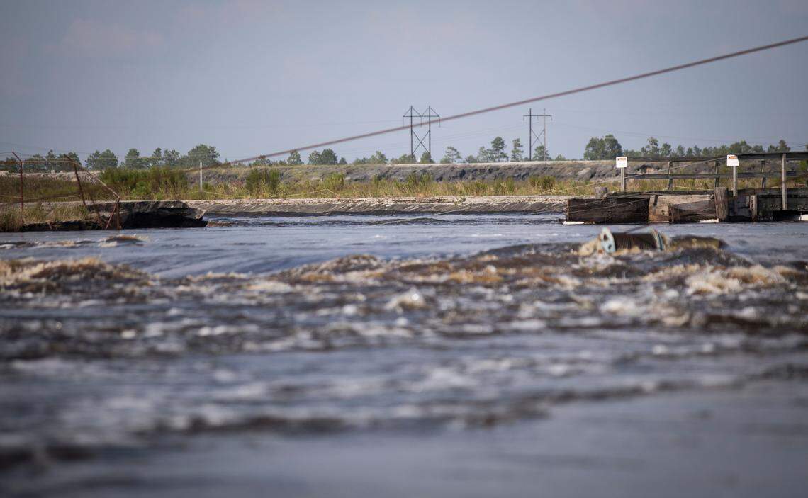 A dam that separated Sutton Lake from the Cape Fear River breached this week as a result of Hurricane Florence.