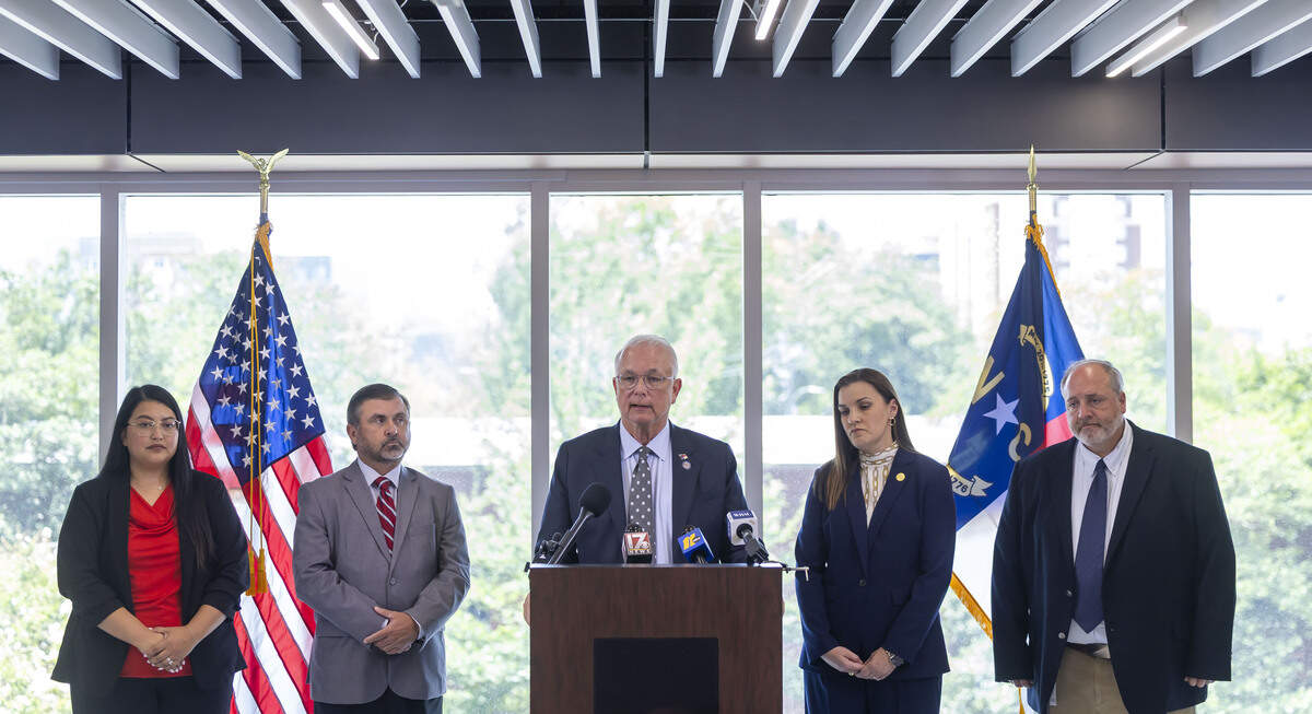 North Carolina Auditor Dave Boliek, flanked by his staff that worked on the Cary audit, releases the findings of their investigation into former Cary Town Manager Sean Stegall and Cary’s spending practices, during a news conference on Thursday, July 16, 2026 in Raleigh, N.C.