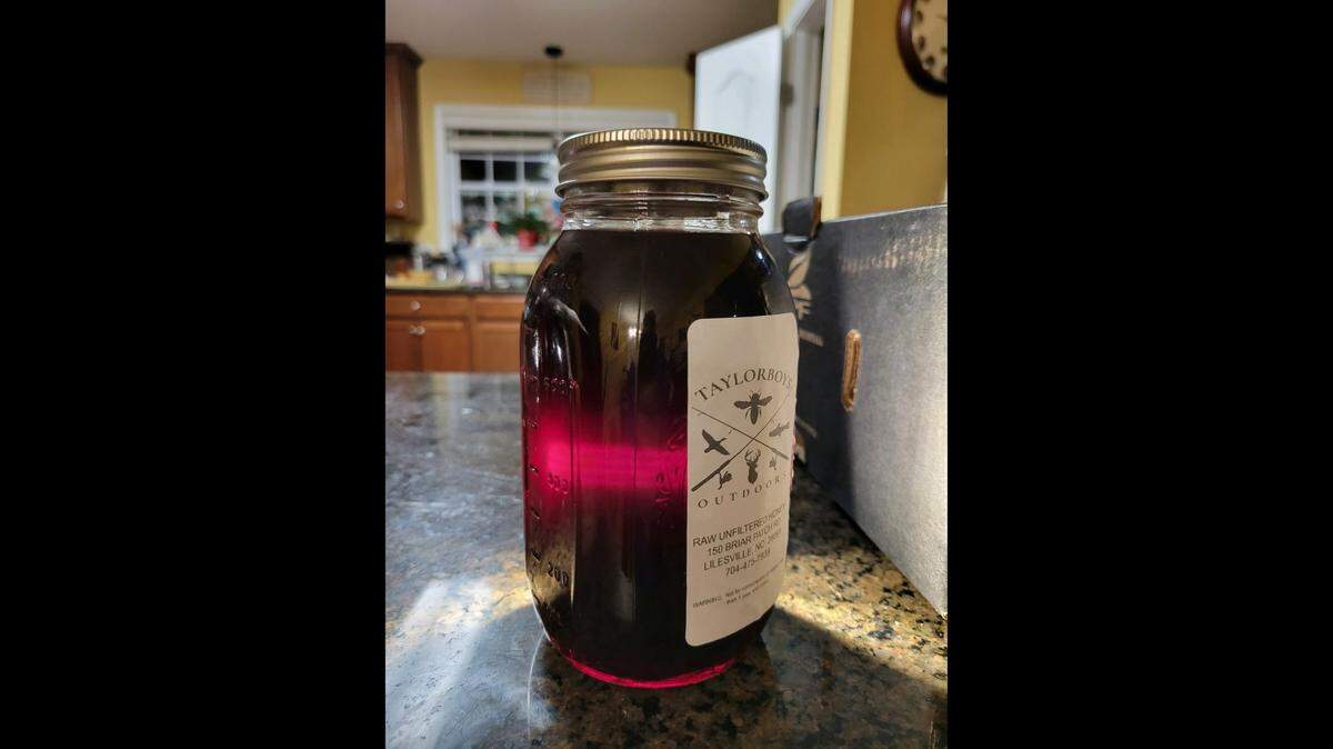 “It’s no secret that this honey is so rare,” said Jody Taylor, owner of Taylorboys Outdoors. Taylor got purple honey for the first time this past August, after six years of beekeeping (and doing so seriously for three, he said). His shop sold out of it almost immediately after posting about it on their Facebook page.