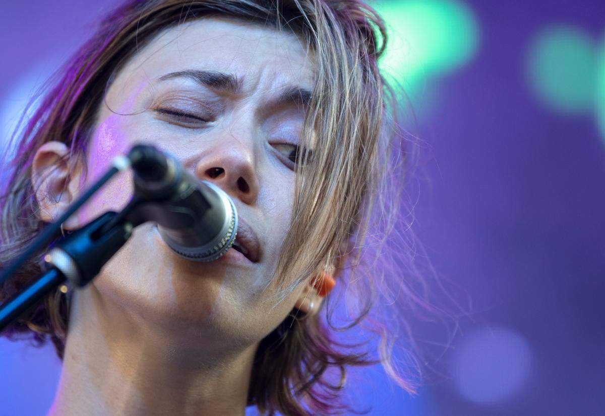 Eve Alpert of Palm on stage at the Hopscotch Music Festival, Thursday night, Sept. 7, 2023 in downtown Raleigh, N.C..