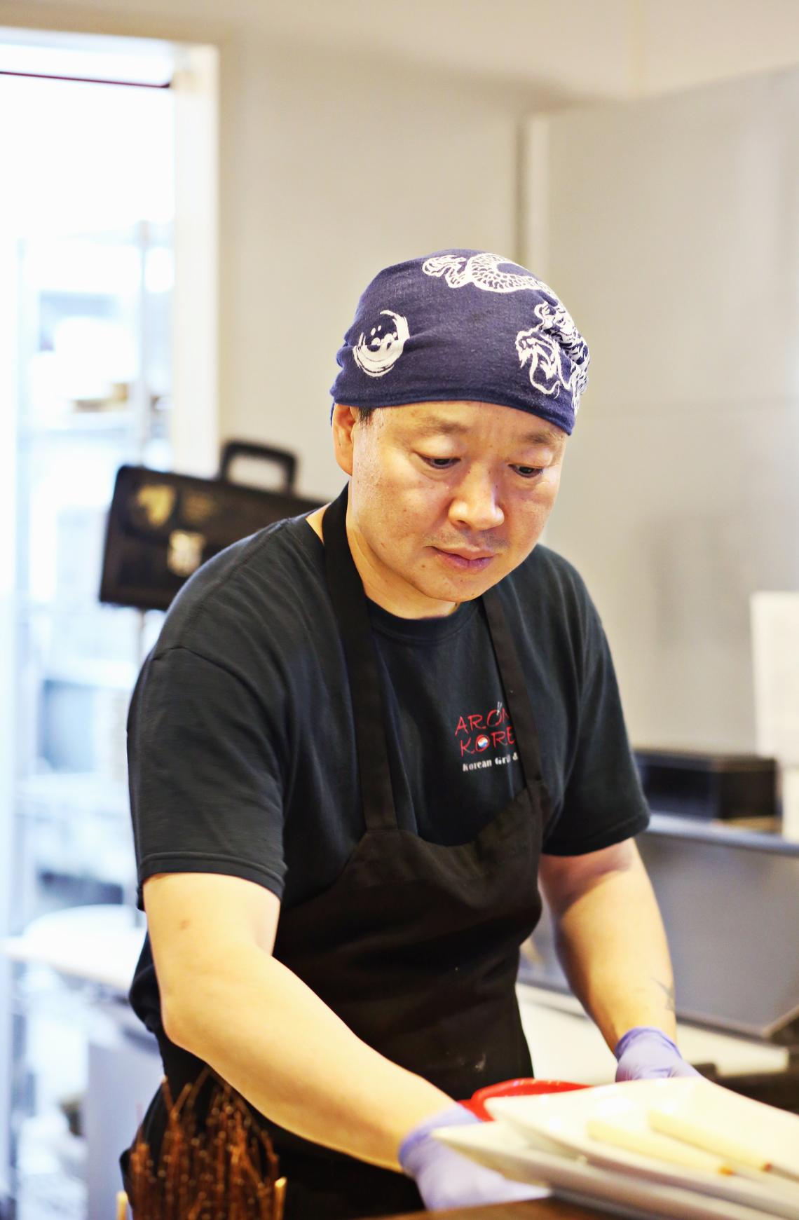Seungwor Lee, a Korean native who also happens to be veteran of several years in area Japanese restaurants, is the chef and co-owner of Aroma Korea in Cary. Sushi fans will recognize chef Lee as "Mr. Lee" from Maru and from Sono and M. Sushi, where he has also worked.