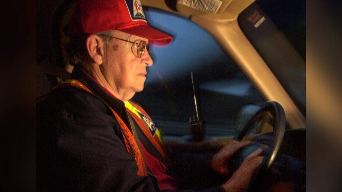 Incident Management Assistance Patrol employee Roscoe Narron patrols Interstate 40 in 2001. Narron died that year after his truck was hit from behind on I-40.