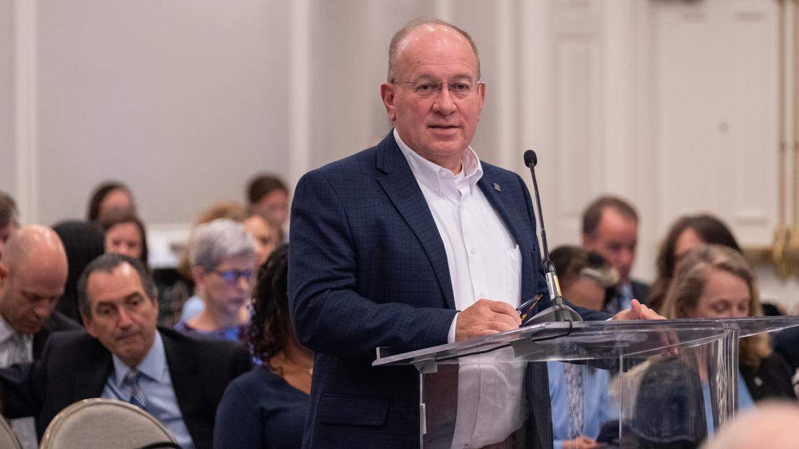 UNC-Chapel Hill Provost Chris Clemens speaks at a UNC Board of Trustees full board meeting Sept. 28, 2023. 