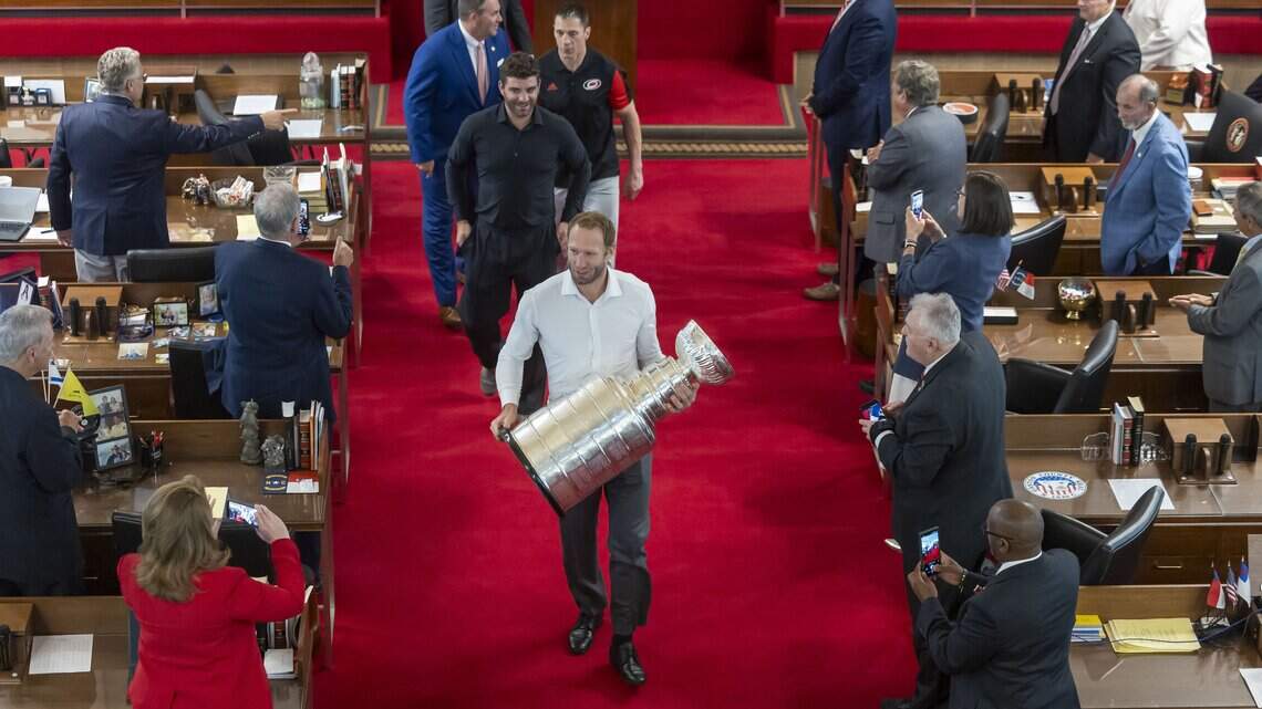 The Stanley Cup is everywhere. Here are photos from Canes’ visit to NC legislature