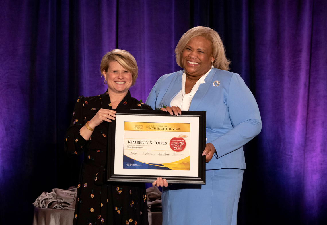 Kimberly Jones was named NC Teacher of the Year at an awards ceremony in Cary on Friday, April 14, 2023.