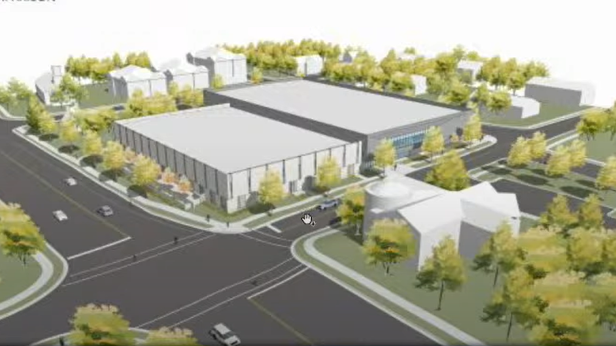 Renderings of a proposed career development center owned by the Durham Rescue Mission show two buildings on along South Alton Avenue and South Holman Street. The Mission planned to centralize its homeless operations