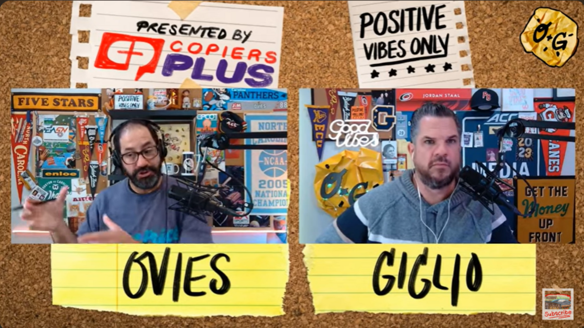 Joe Ovies (left) and Joe Giglio (right) on the Ovies + Giglio podcast.