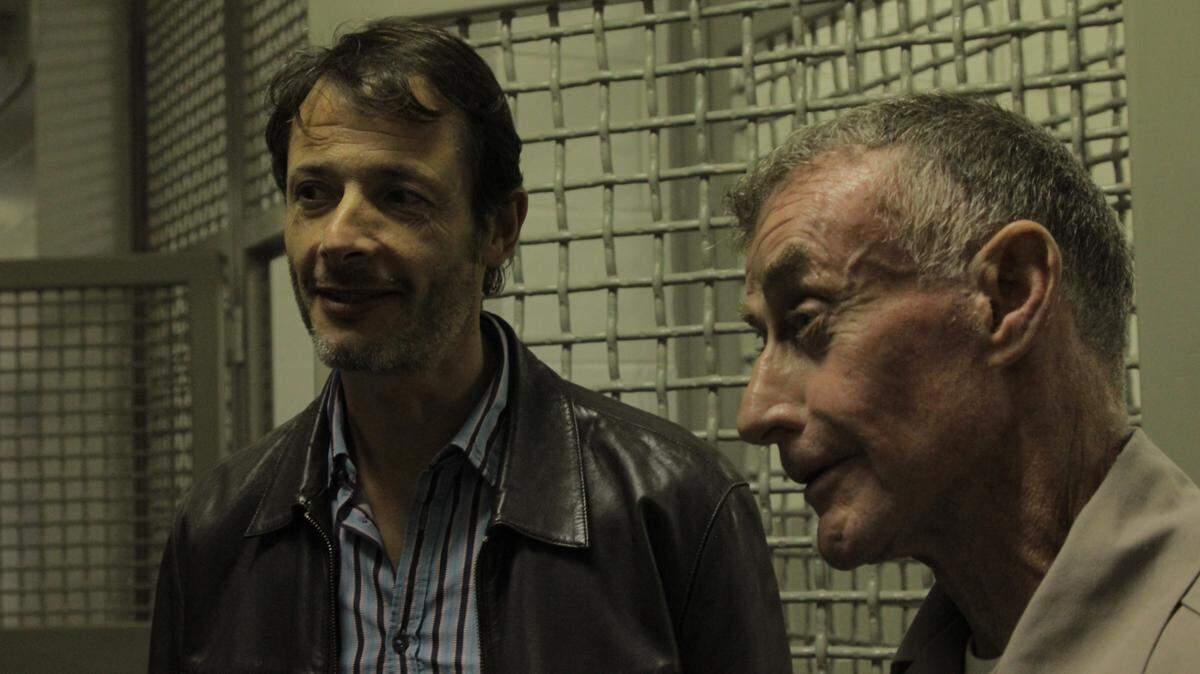 Jean-Xavier de Lestrade (left) with Michael Peterson in prison during the filming of the later episodes of Netflix’s “The Staircase” documentary series.