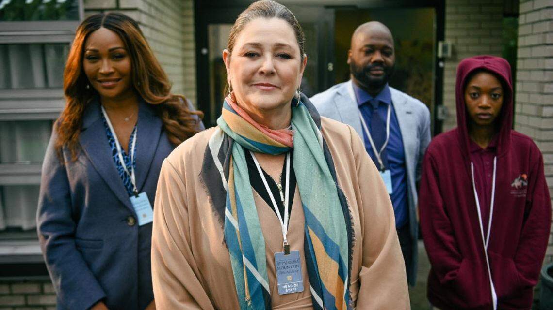(L-R): Cynthia Bailey, Camryn Manheim, Viv Leacock and Kelcey Mawema in the Lifetime movie "Cruel Instruction."