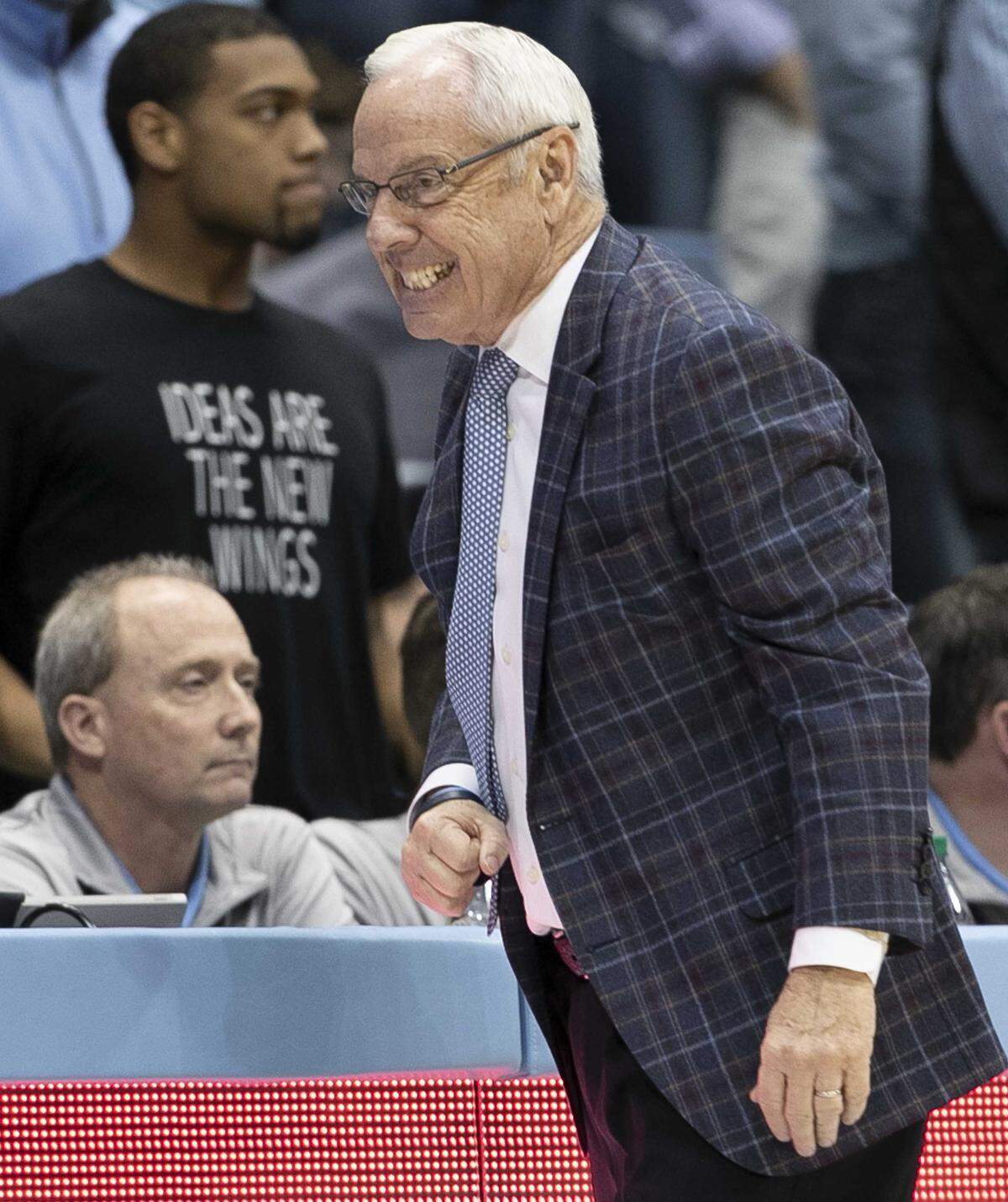 North Carolina coach Roy Williams reacts to a turnover in the second half against Virginia on Saturday, February 15, 2020 at the Smith Center in Chapel Hill, N.C.