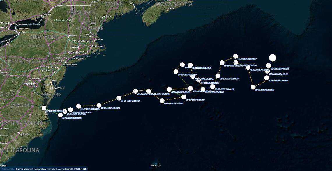 As of 1/30/2019, data shows that Alexander Graham Bell has traveled 2,066 miles since being released on 12/27/2018!